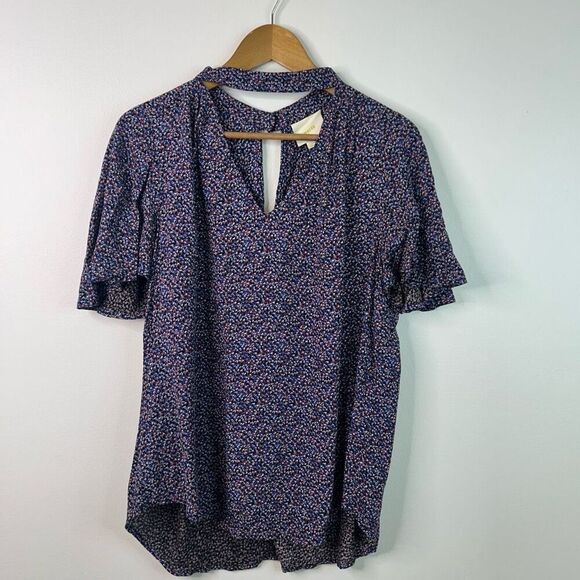 Maeve Anthropologie Multicolor Bella Choker Ditsy Floral Boho Blouse Large - Picture 1 of 11